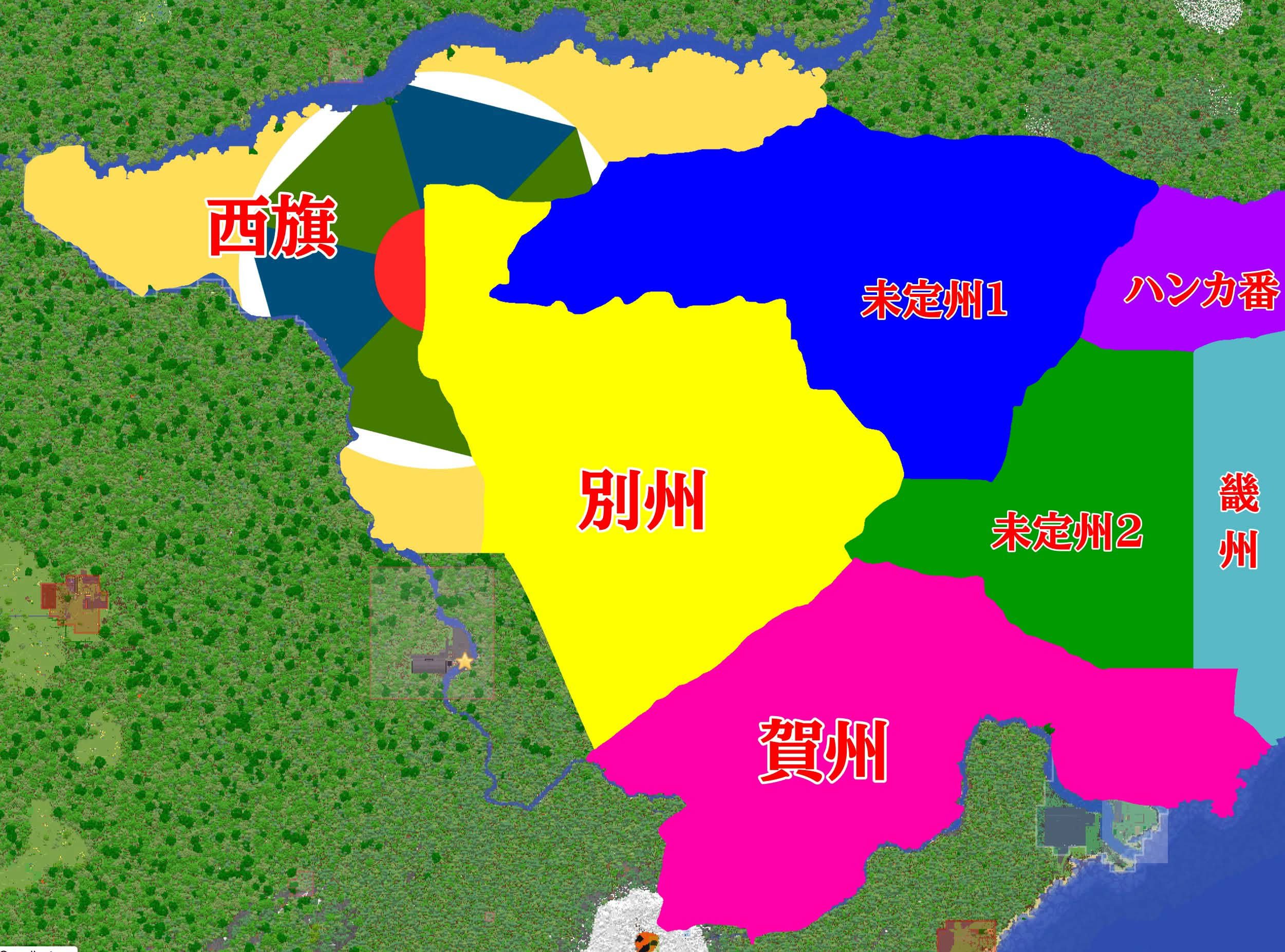 Map of Bokkai, with Kashu shown in pink.